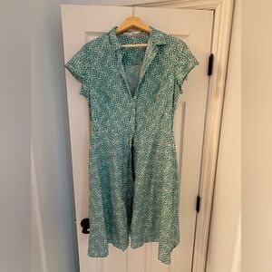 Boden Green and White Midi Shirt Dress